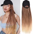 thumbnail image 1 of Yunkang Peluca trenzada con gorra de béisbol, extensiones de cabello trenzado con sombrero, pelo sintético rubio degradado, peluca negra con pelo trenzado de 24 pulgadas de largo para mujeres (B-70), 1 of 5