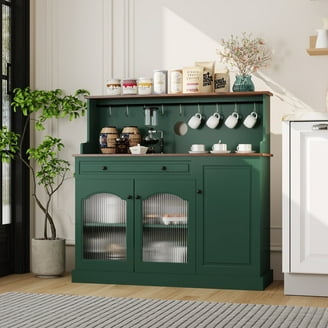 HLR 72" Kitchen Pantry with Shelves, Green Freestanding Storage Cabinet  with Microwave Stand - Walmart.com