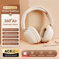 thumbnail image 2 of Wireless Bluetooth Headphones, Foldable Over-Ear Headset with Micphone, Stereo Sound Gaming Headphones, Noise Cancelling Headset with RGB Light, Bluetooth Earphones for Travel, Home Office White, 2 of 9