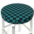 thumbnail image 3 of Haiem Black And Teal Checkerboard Print Cushion Round Bar Chair Seat Cover Bar Chair Cushion Covers Elastic Washable Bar Chair Cover,Protects from Scratches and Stains-14 inch, 3 of 7