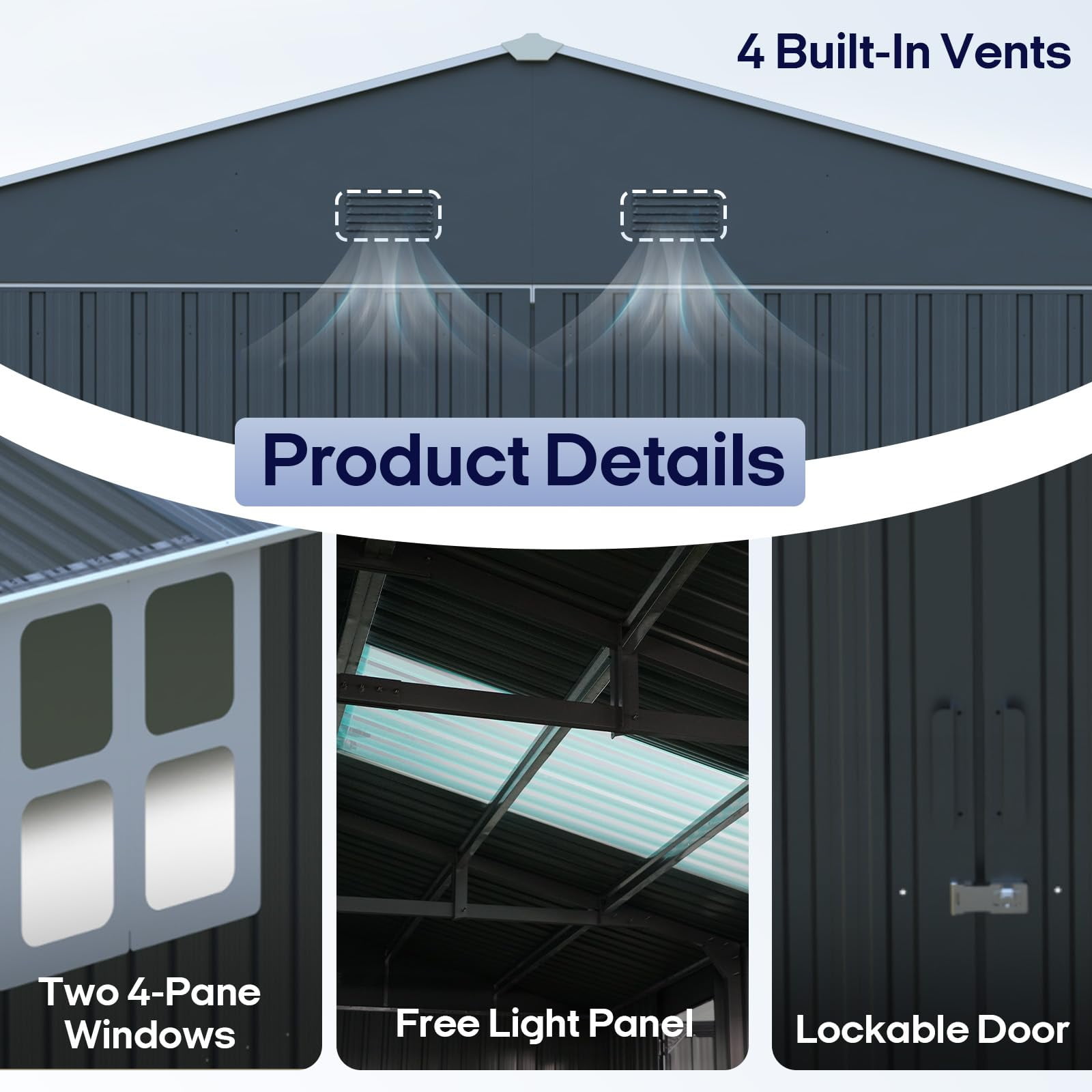 Zolyndo Metal Garage Shed 13x20 FT, Sheds & Outdoor Storage Clearance, Outdoor Storage Shed for Car, Truck, Bike, Lawnmower, Backyard Tool House, Boasting 2 Windows and 2 Translucent Panels