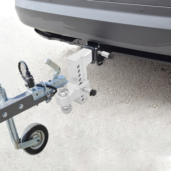 Aluminum Alloy Adjustable 8-Inch Trailer Ball Hook 2.5in Receiver Three-Ball Head Load 24,500 Pounds Tractor with Lock