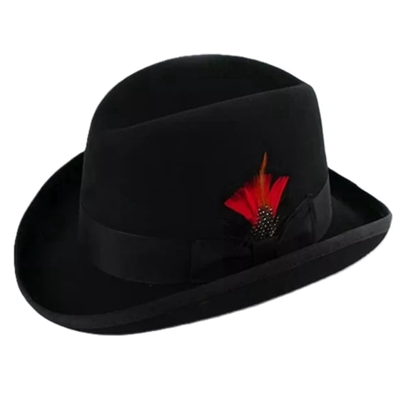 Classic Top Hat Men's 100% Wool Felt Fedora Hat, Black, L