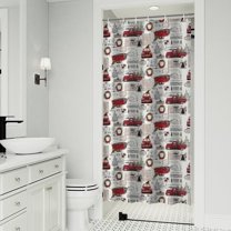 White Christmas Truck and Tree Pattern Shower Curtain 36"x72" ,Bathroom Decorative Shower Curtains Set with 12 Hooks,Modern Waterproof Washable Shower Curtain