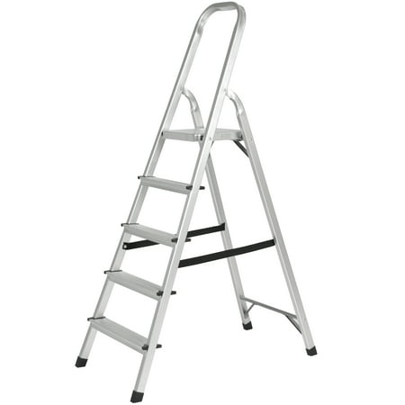 Best Choice Products 5-Step Foldable Aluminum Non-Slip Lightweight Ladder w/ 300lb Capacity for Kitchen, Garage, Indoor, Outdoor, Home Projects - (Best Garage Sale Finds)