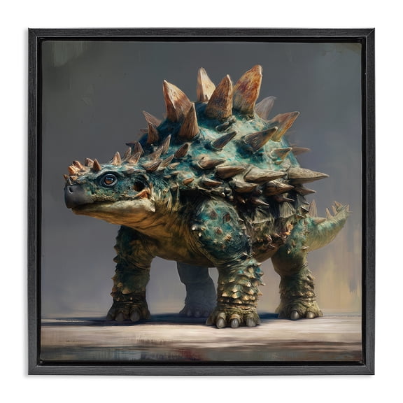 Stupell Industries Cottage Prehistoric Ankylosaurus Portrait Black Floating Frame Canvas Art, 18 x 18, by Wumples