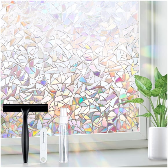Lámina para ventana Rabbitgoo con forma de arcoíris 3D con forma de prisma, 45 x 300 cm