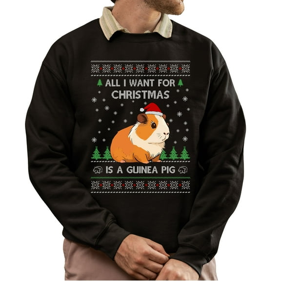 Ugly Christmas Sweater, Christmas Sweatshirt, All I Want for Christmas Is a Guinea Pig Christmas Sweater, Cute Guinea Pig Christmas Sweater
