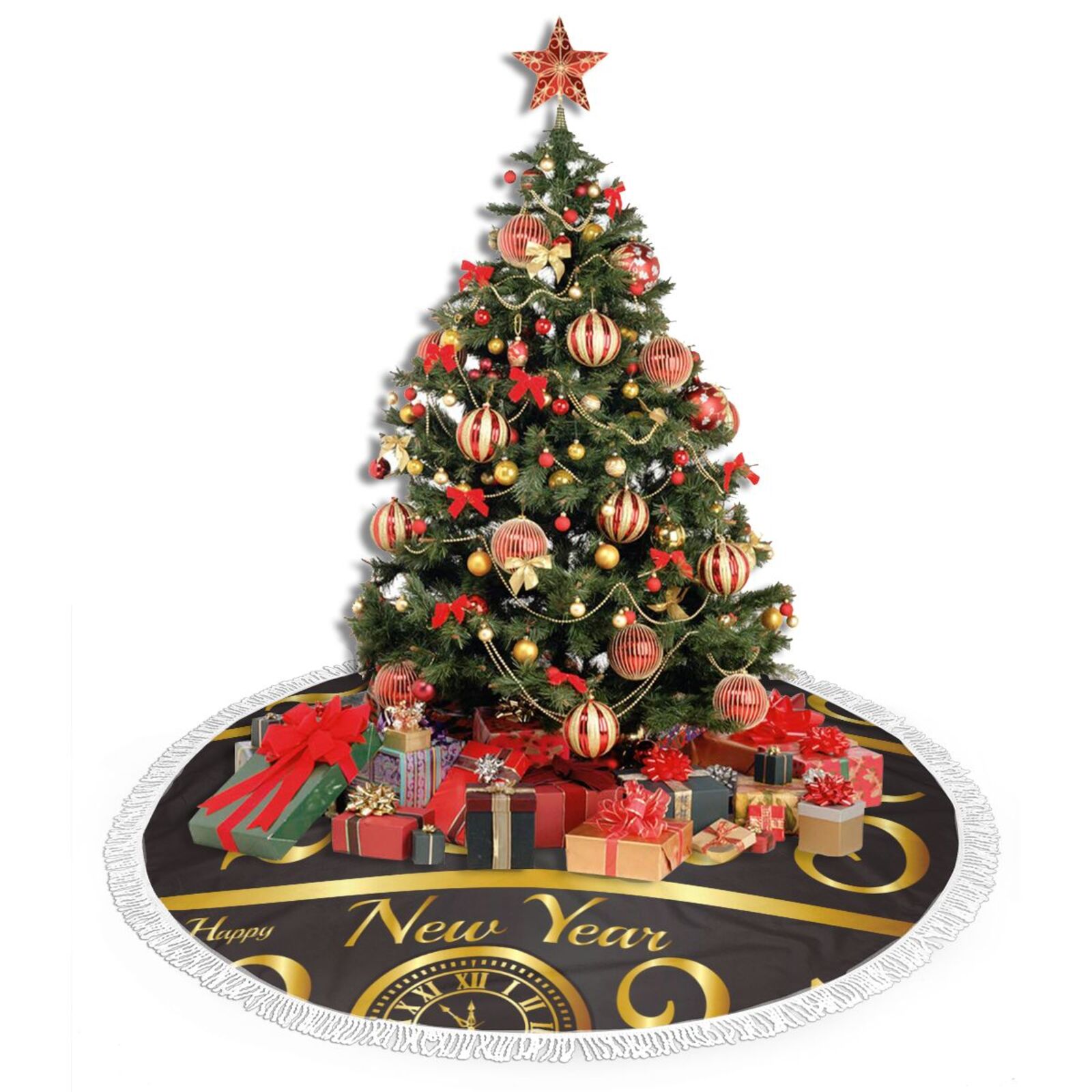 Christmas Tree Skirt, 2025 New Year Christmas Tree Decorations Indoor