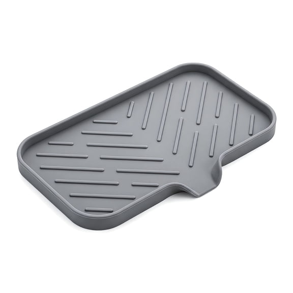 Sponge Holder for Kitchen Sink, Sink Organizer & Accessories – TPR Soap Dish Tray with Drain, 9.65"×5.91"×0.67", for Bar Soap & Bottles