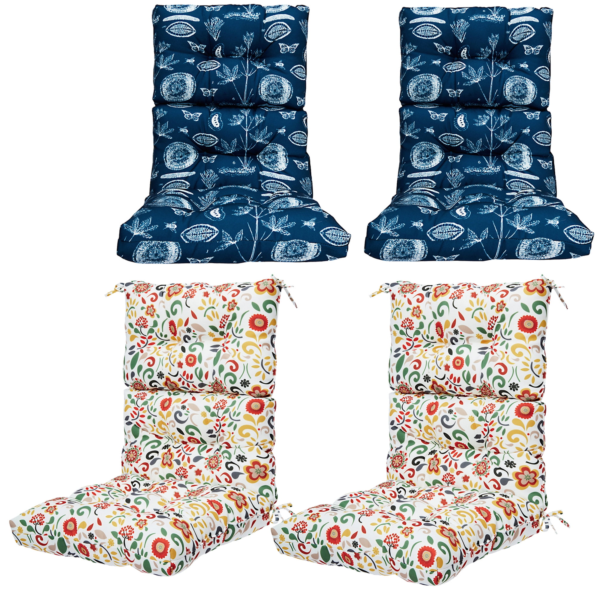 YouLoveIt 1/4 pcs Outdoor High Back Chair Cushion High Rebound Foam