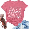 thumbnail image 4 of HCYSFG Womens Mama Letter T Shirt Crew Neck Short Sleeve Repeated Slogan Graphic Relaxed Fit Casual Tee Mothers Day Top, 4 of 5