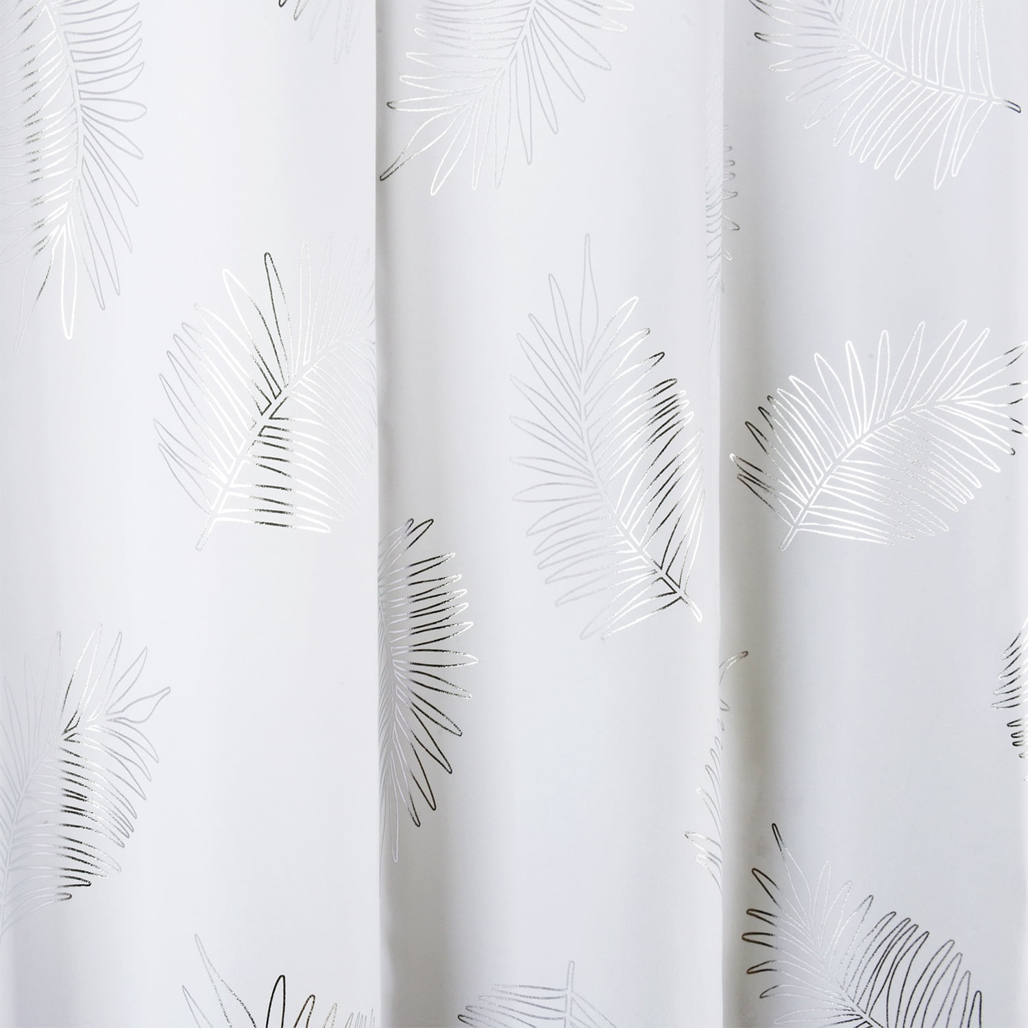 HIG Glitter Tropical Monstera Metallic Printed Shower Curtains for Bathroom, White, 72"x72"