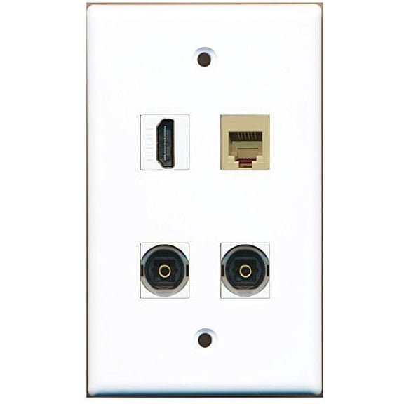 RiteAV - 1 Port HDMI 1 Port Phone RJ11 RJ12 Beige 2 Port Toslink Wall Plate