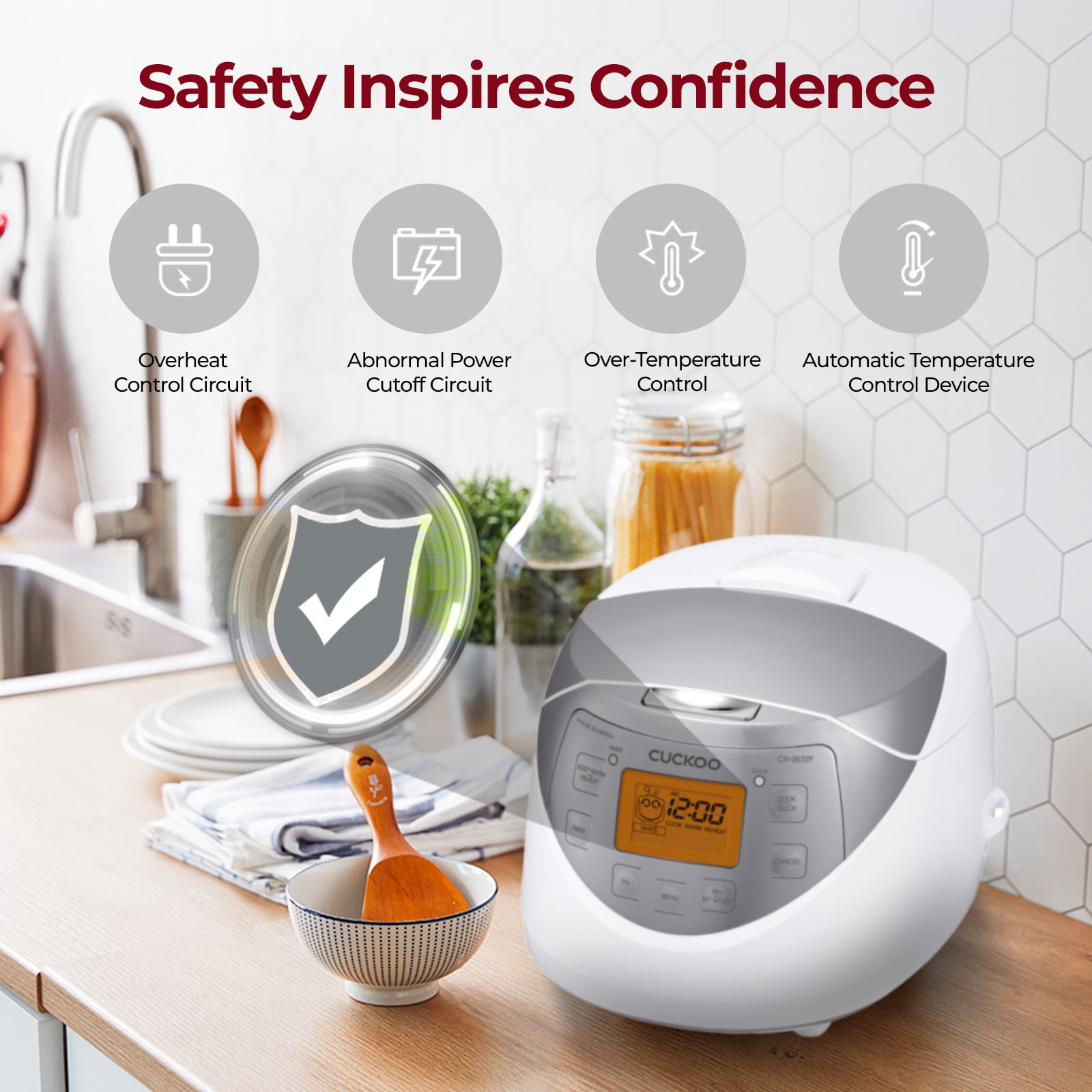 CUCKOO Micom Rice Cooker 6 Cup Uncooked / 12 Cup Cooked, Korean Fuzzy Logic Rice Cooker with Delay Timer & Keep Warm Setting, Versatile Food Steamer with Non-Stick Inner Pot, Silver (CR-0632F)