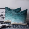 thumbnail image 3 of Turquoise Waves Throw Pillow Covers, Soft Pillowcases with Invisible Zipper, Simple Ombre Abstract Sea Waves Art Decorative Square Pillow Cushion Covers for Living Room Couch Sofa Bed 18x18 Inches, 3 of 8