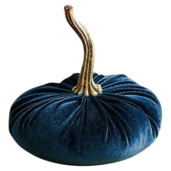 6 Inch Halloween Velvet Pumpkin Decor, Soft Fabric Pumpkin Ornament for Fall Home Tabletop Display, Thanksgiving Centerpiece and Autumn Seasonal Decor, 1Pack Blue