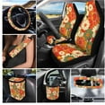 thumbnail image 2 of Jeiento 15 Pack Car Accessory Set with Front Back Seat Cover Steering Wheel Cover Seatbelt Shoulder Pad Trash Bin Air Vent Pouch Rear View Mirror Protector Cup Holder Keychain Abstract Hippie Flower, 2 of 6