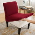 thumbnail image 2 of Topchances Slipper Chair Slipcover Stretch Armless Chair Protector Accent Chair Cover Elastic Spandex Modern Solid Home Decor, Wine Red, 2 of 9