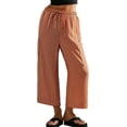 thumbnail image 1 of Pantalones Anchos Cómodos de Verano para Mujer, Color Marrón, Talla S, 1 of 5