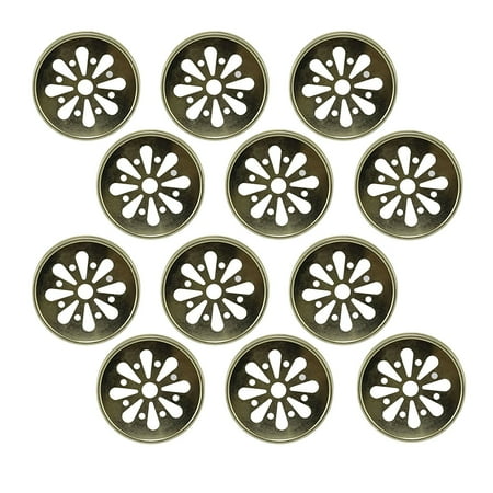 Daisy Flower Rubber - , Lids with Daisy Flower Cut 12 Pieces, Gold, Metal Lids By Sunshine Mason Co,USA