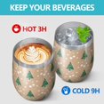 thumbnail image 4 of 12oz Stemless Wine Tumblers Brown Christmas Tree Pattern Vacuum Insulated Stainless Steel Travel Tumbler Cups Mug with Lid and Straw for Champaign,Cocktail,Beer with Cleaning Brush, 4 of 5