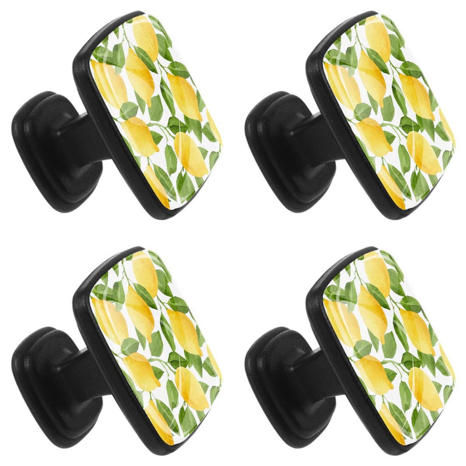 4 Pcs Square Cabinet Handle Cupboard Knob Drawer Pulls Handle Lemon Drawer Knobs with Screws Furniture Decoration