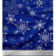 thumbnail image 1 of Soimoi Blue polyester Crepe Fabric Snow Flakes Floral Fabric Prints By Yard 52 Inch Wide, 1 of 5
