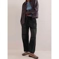 thumbnail image 2 of Womens Loose Horseshoe Jeans Wide Leg Patchwork Low Rise Denim Pants with Pockets Black XL, 2 of 5