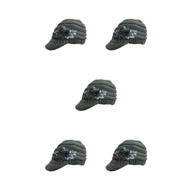 kurtrusly Ears Warm And Stylish Knitted Wool Cap For Cold Weather Acrylic Fiber Matreial gray 5Set