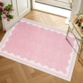 thumbnail image 3 of GlowSol 2'x3' Scalloped Border Pattern Rug Small Area Rug Soft Solid Area Rug Non Slip Low Pile Mat for Entryway Bedside, Pink, 3 of 7