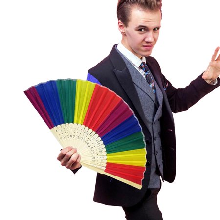 

Julam Rainbow Folding Fans Durable Hand Festival Gift Party Craft Folding Fan Dance Fan Hand Fans for Birthday Gifts Dancing Cosplay Wedding Party value