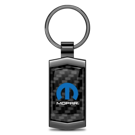 iPick Image for Mopar Real Black Carbon Fiber Gunmetal Black Metal Case Key Chain, Official Licensed