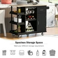 thumbnail image 4 of Multipurpose Kitchen Cart Cabinet with Side Storage Shelves,Rubber Wood Top, Adjustable Storage Shelves, 5 Wheels, Kitchen Storage Island with Wine Rack for Dining Room, Home,Bar,Black, 4 of 9