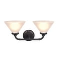 thumbnail image 4 of Aspen Creative 62146, Two-Light Metal Bathroom Vanity Wall Light Fixture, 6-1/2" Wide, Transitional Design in Oil Rubbed Bronze with Frosted Glass Shade, 4 of 6