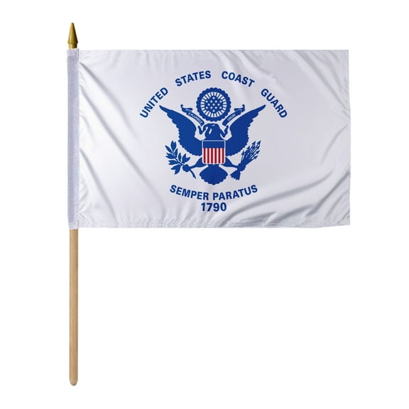 Promopatriot Coast Guard Flag 12x18in Stick Flag – Durable Polyester with Stitched Edges