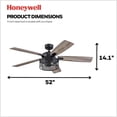 thumbnail image 3 of Honeywell Carnegie Ceiling Fan, Quiet Motor and Remote Control, 52", Matte Black, 3 of 12