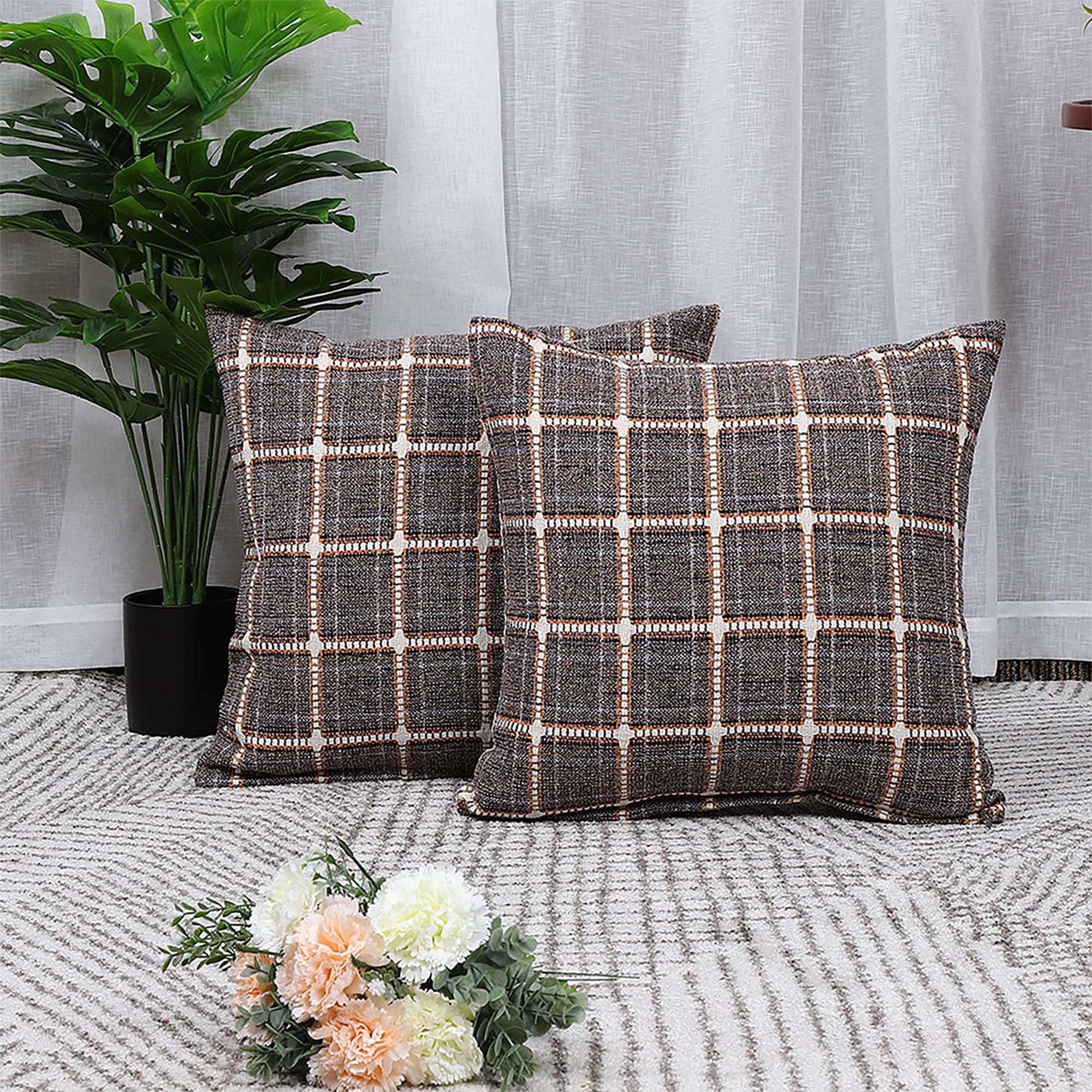 Buffalo Check Plaid Throw Pillow Case Cushion Cover Decoration Cotton Linen Pack of 2 Walmart