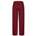 thumbnail image 6 of Htigea Clearance Women's Cotton Linen Summer Palazzo Pants Flowy Wide Leg Beach Trousers with Pockets Wine,L, 6 of 6