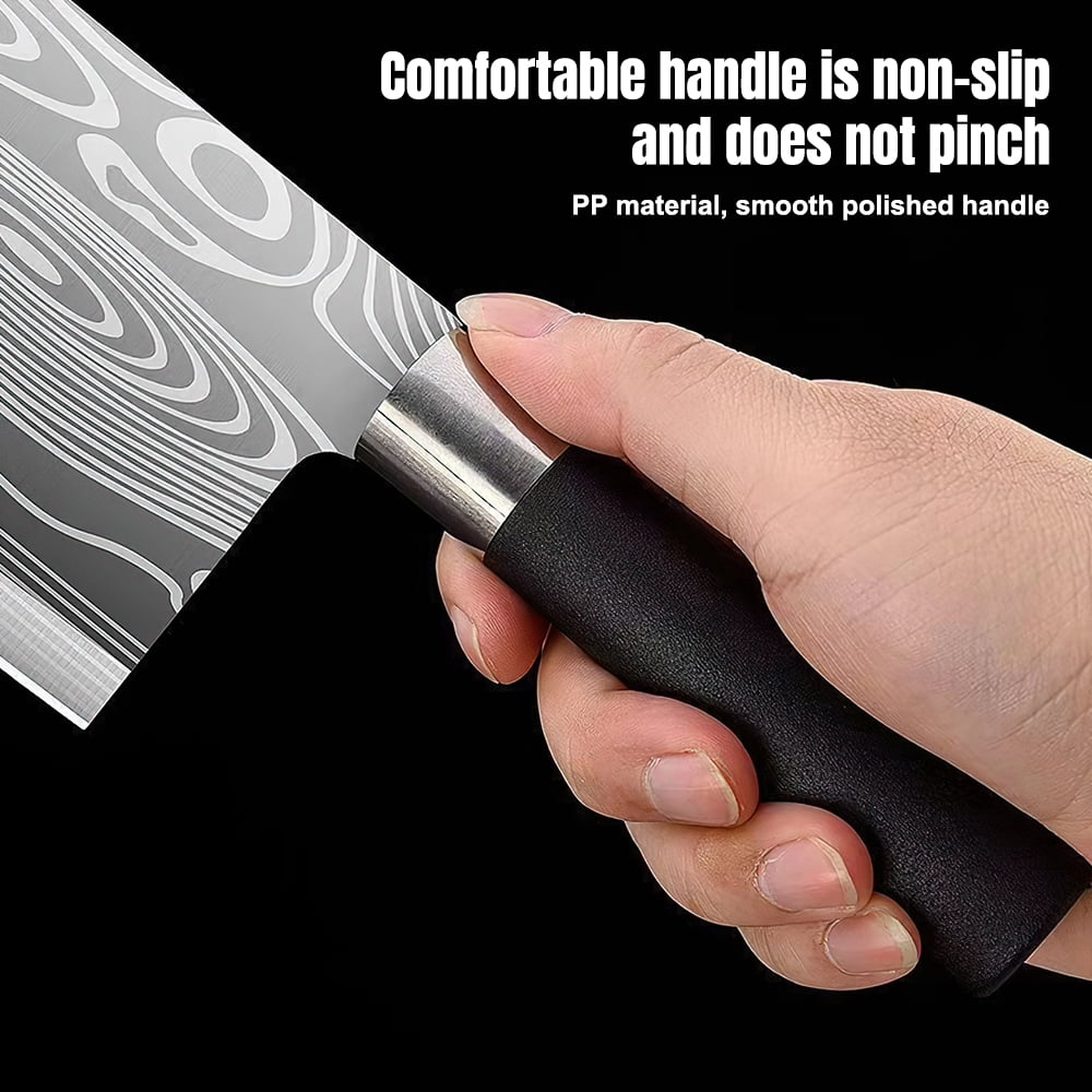 Kitchen Knife Set,DFITO 7 Pcs Knives Block Set with Built-in Sharpener, Healthy Anti-Rust Coating & Stainless Steel Knife Set, Dishwasher Safe Black