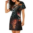 thumbnail image 2 of Vsdgher Chemise de Nuit à Manches Courtes Motif Tigre Cool pour Femmes, Col Rond, Mignonne, Confortable, 2 of 6