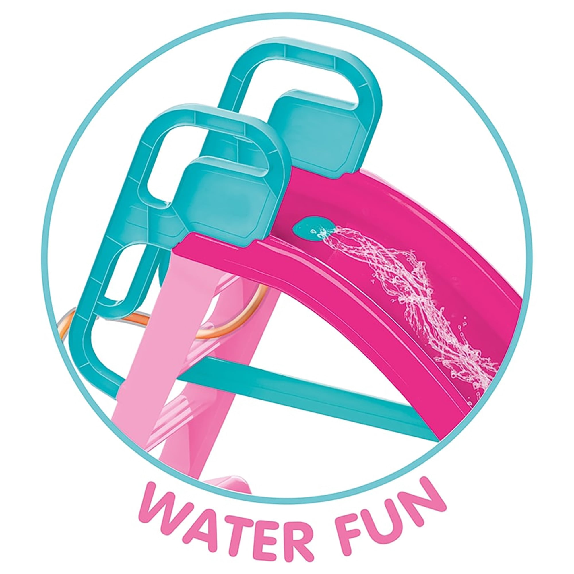 Dolu: Big Splash Slide: Unicorn Pink & Blue - Waterslide Hose Attachment, Indoor/Outdoor, Plastic Playground Equipment, 74.4 x 33.5 x 44.9, Kids 3+