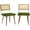 Velvet | Green, variant on Rattan Dining Chairs Set of 2, Upholstered Kitchen Chairs with Natural Handwoven Rattan Cane Back and Upholstered Velvet Fabric, Vintage Chairs for Dining Room, Kitchen, Restaurant, Green