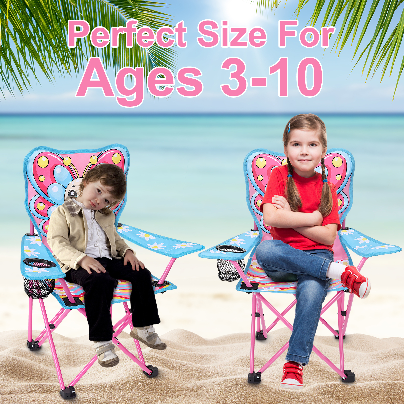 Hengguang Kids Camping Chair with Cup Holder, Butterfly photo 7