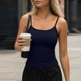 thumbnail image 2 of Tank Tops Womens Basic Adjustable Spaghetti Strap Camisole Slim Fit Summer Going Out Cami Tops Dark Blue XS, 2 of 5