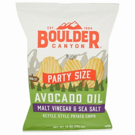 Boulder Canyon Malt Vinegar & Sea Salt Avocado Oil Canyon Cut Kettle Style Potato Chips 10 oz - Pack of 2