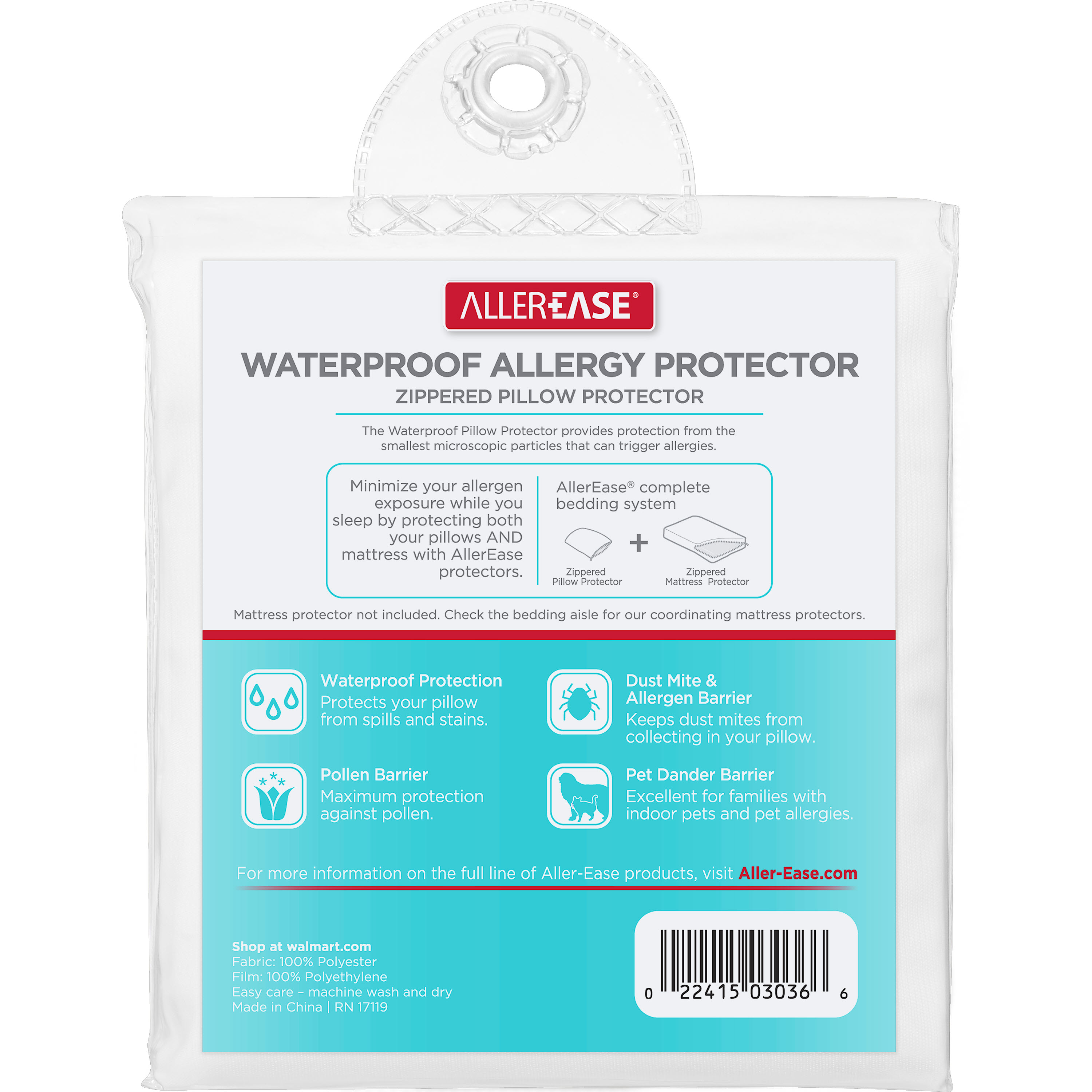 AllerEase Waterproof Allergy Protector Zippered Pillow Protector, King