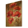 thumbnail image 2 of Designart 'Red Blossoming Poppies Over Wild Brown I' Traditional Print on Natural Pine Wood, 2 of 5