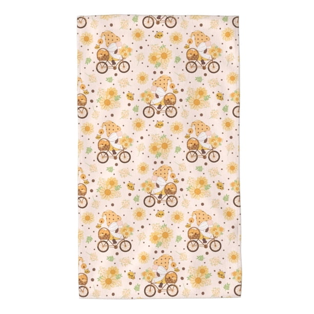 Balery Cute Bee Gnome Toalla de Microfibra Premium con Estampado – 27.5x16 pulgadas, Alta Absorción, Suave y Aterciopelada, Secado Rápido