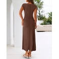thumbnail image 3 of Merokeety Womens Summer Dresses Elegant Cowl Neck Bodycon Dress Coffee l, 3 of 5